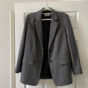 Everlane Italian Wool Oversized Blazer in Grey Herringbone, Size 4